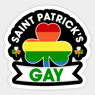 Saint Patricks Gay T-Shirt Patrick Day Gay Pride Shamrock Sticker